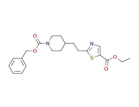 Molecular Structure of 190515-48-1 (1-Piperidinecarboxylic acid, 4-[2-[5-(ethoxycarbonyl)-2-thiazolyl]ethyl]-,
phenylmethyl ester)