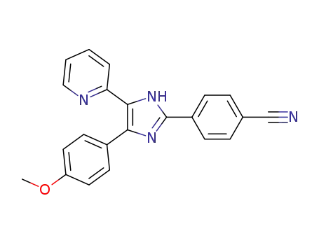 Molecular Structure of 301836-48-6 (Benzonitrile, 4-[4-(4-methoxyphenyl)-5-(2-pyridinyl)-1H-imidazol-2-yl]-)