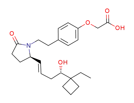 Molecular Structure of 597571-92-1 (Acetic acid,
[4-[2-[(2R)-2-[(1E,4S)-4-(1-ethylcyclobutyl)-4-hydroxy-1-butenyl]-5-oxo-1
-pyrrolidinyl]ethyl]phenoxy]-)