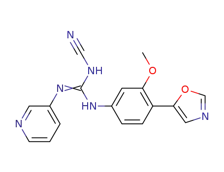 Molecular Structure of 441756-86-1 (Guanidine, N-cyano-N'-[3-methoxy-4-(5-oxazolyl)phenyl]-N''-3-pyridinyl-)