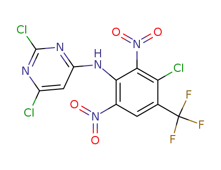 Molecular Structure of 95036-67-2 (4-Pyrimidinamine,
2,6-dichloro-N-[3-chloro-2,6-dinitro-4-(trifluoromethyl)phenyl]-)