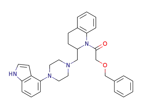 Molecular Structure of 511232-71-6 (Quinoline,
1,2,3,4-tetrahydro-2-[[4-(1H-indol-4-yl)-1-piperazinyl]methyl]-1-[(phenyl
methoxy)acetyl]-)
