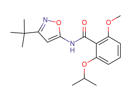 Molecular Structure of 82558-57-4 (Benzamide,
N-[3-(1,1-dimethylethyl)-5-isoxazolyl]-2-methoxy-6-(1-methylethoxy)-)