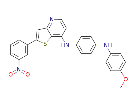 Molecular Structure of 225381-90-8 (1,4-Benzenediamine,
N-(4-methoxyphenyl)-N'-[2-(3-nitrophenyl)thieno[3,2-b]pyridin-7-yl]-)