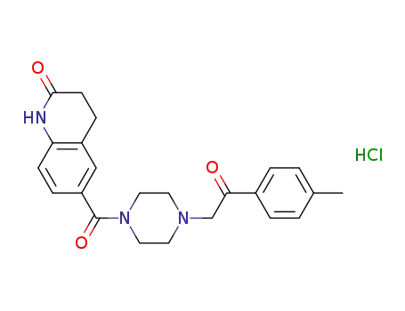 Molecular Structure of 83735-16-4 (Piperazine,
1-[2-(4-methylphenyl)-2-oxoethyl]-4-[(1,2,3,4-tetrahydro-2-oxo-6-quinolin
yl)carbonyl]-, monohydrochloride)