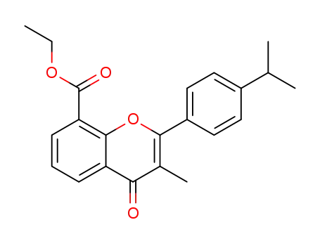 Molecular Structure of 90102-25-3 (4H-1-Benzopyran-8-carboxylic acid,
3-methyl-2-[4-(1-methylethyl)phenyl]-4-oxo-, ethyl ester)