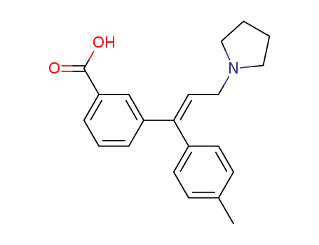 Molecular Structure of 87849-87-4 (Benzoic acid, 3-[1-(4-methylphenyl)-3-(1-pyrrolidinyl)-1-propenyl]-, (E)-)