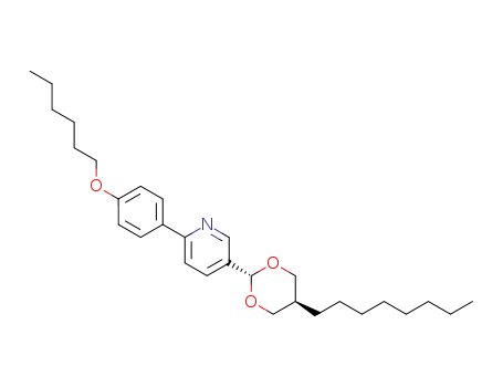 Molecular Structure of 139031-91-7 (Pyridine, 2-[4-(hexyloxy)phenyl]-5-(5-octyl-1,3-dioxan-2-yl)-, trans-)