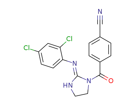Molecular Structure of 87235-91-4 (1H-Imidazol-2-amine,
1-(4-cyanobenzoyl)-N-(2,4-dichlorophenyl)-4,5-dihydro-)