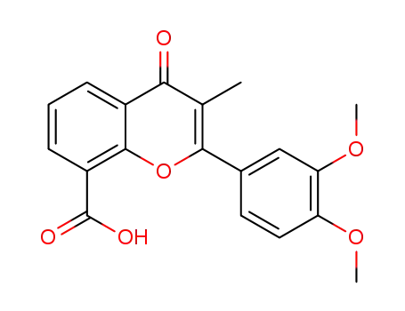 Molecular Structure of 90102-04-8 (4H-1-Benzopyran-8-carboxylic acid,
2-(3,4-dimethoxyphenyl)-3-methyl-4-oxo-)