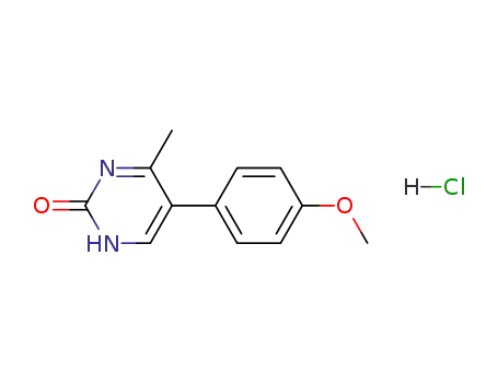 Molecular Structure of 94727-27-2 (2(1H)-Pyrimidinone, 5-(4-methoxyphenyl)-4-methyl-,
monohydrochloride)