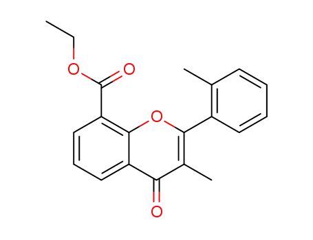 Molecular Structure of 90102-13-9 (4H-1-Benzopyran-8-carboxylic acid,
3-methyl-2-(2-methylphenyl)-4-oxo-, ethyl ester)