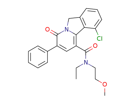 Molecular Structure of 141389-16-4 (Pyrido[2,1-a]isoindole-1-carboxamide,
10-chloro-N-ethyl-4,6-dihydro-N-(2-methoxyethyl)-4-oxo-3-phenyl-)