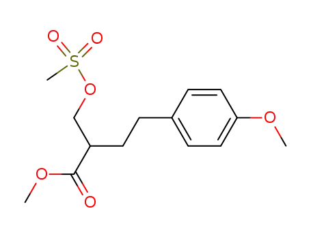 Molecular Structure of 91304-53-9 (Benzenebutanoic acid, 4-methoxy-a-[[(methylsulfonyl)oxy]methyl]-,
methyl ester)
