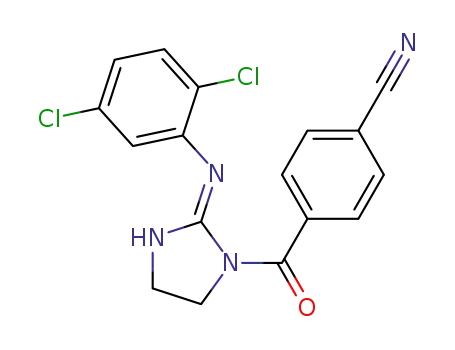 Molecular Structure of 87235-92-5 (1H-Imidazol-2-amine,
1-(4-cyanobenzoyl)-N-(2,5-dichlorophenyl)-4,5-dihydro-)
