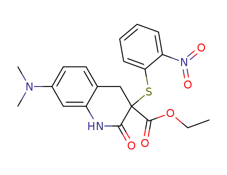 Molecular Structure of 93836-07-8 (3-Quinolinecarboxylic acid,
7-(dimethylamino)-1,2,3,4-tetrahydro-3-[(2-nitrophenyl)thio]-2-oxo-, ethyl
ester)