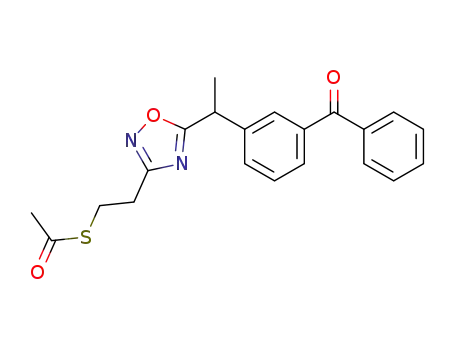 Molecular Structure of 88969-59-9 (Ethanethioic acid,
S-[2-[5-[1-(3-benzoylphenyl)ethyl]-1,2,4-oxadiazol-3-yl]ethyl] ester)
