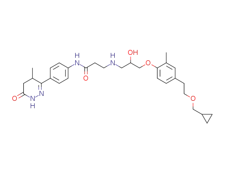 Molecular Structure of 101360-90-1 (Propanamide,
3-[[3-[4-[2-(cyclopropylmethoxy)ethyl]-2-methylphenoxy]-2-hydroxypropyl
]amino]-N-[4-(1,4,5,6-tetrahydro-4-methyl-6-oxo-3-pyridazinyl)phenyl]-)