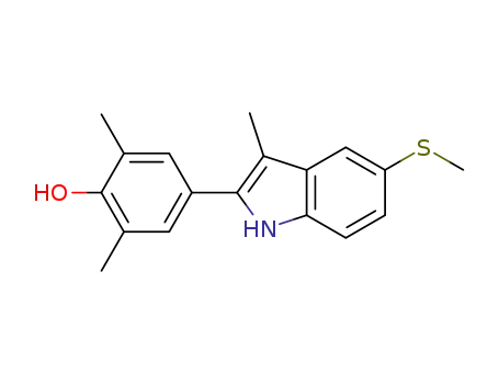 Molecular Structure of 104007-89-8 (Phenol, 2,6-dimethyl-4-[3-methyl-5-(methylthio)-1H-indol-2-yl]-)