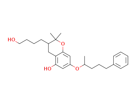 Molecular Structure of 88464-28-2 (2H-1-Benzopyran-3-butanol,
3,4-dihydro-5-hydroxy-2,2-dimethyl-7-(1-methyl-4-phenylbutoxy)-)