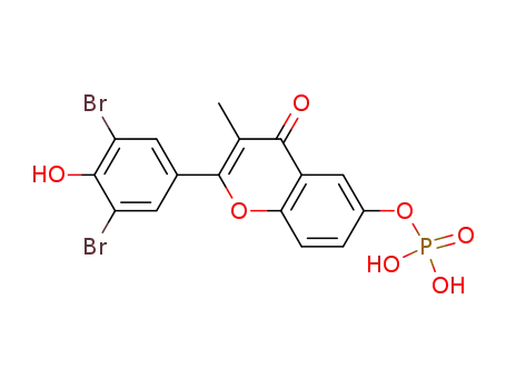 Molecular Structure of 104567-82-0 (4H-1-Benzopyran-4-one,2-(3,5-dibromo-4-hydroxyphenyl)-3-methyl-6-(phosphonooxy)-)