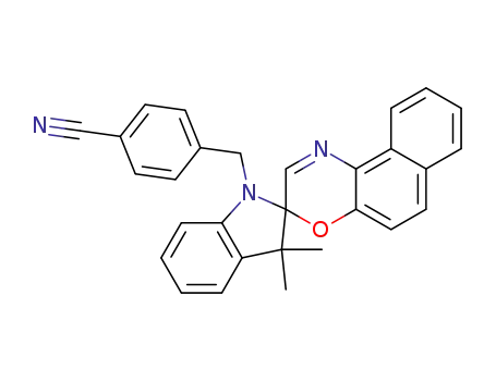 Molecular Structure of 104088-81-5 (Benzonitrile,
4-[(3,3-dimethylspiro[2H-indole-2,3'-[3H]naphth[2,1-b][1,4]oxazin]-1(3H
)-yl)methyl]-)