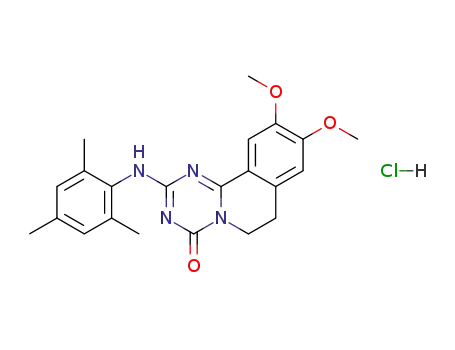 Molecular Structure of 85686-63-1 (4H-1,3,5-Triazino[2,1-a]isoquinolin-4-one,
6,7-dihydro-9,10-dimethoxy-2-[(2,4,6-trimethylphenyl)amino]-,
monohydrochloride)