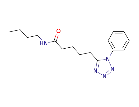 Molecular Structure of 85697-31-0 (1H-Tetrazole-5-pentanamide, N-butyl-1-phenyl-)