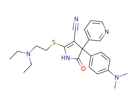 Molecular Structure of 88709-63-1 (1H-Pyrrole-3-carbonitrile,2-[[2-(diethylamino)ethyl]thio]-4-[4-(dimethylamino)phenyl]-4,5-dihydro-5-oxo-4-(3-pyridinyl)-)