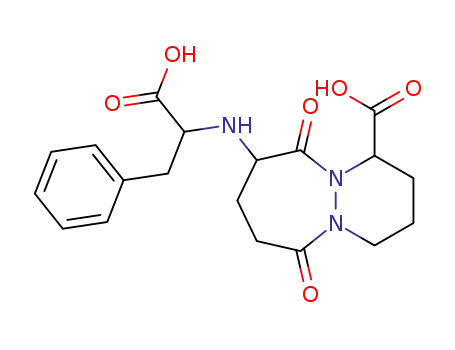 Molecular Structure of 90193-34-3 (6H-Pyridazino[1,2-a][1,2]diazepine-1-carboxylic acid,
9-[(1-carboxy-2-phenylethyl)amino]octahydro-6,10dioxo-)