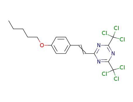 Molecular Structure of 42880-12-6 (1,3,5-Triazine,
2-[2-[4-(pentyloxy)phenyl]ethenyl]-4,6-bis(trichloromethyl)-)