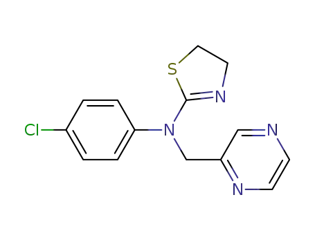 Molecular Structure of 89985-20-6 (Pyrazinemethanamine, N-(4-chlorophenyl)-N-(4,5-dihydro-2-thiazolyl)-)