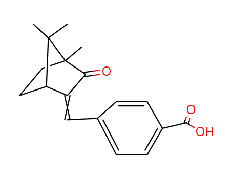 Molecular Structure of 68801-01-4 (Benzoic acid,
4-[(4,7,7-trimethyl-3-oxobicyclo[2.2.1]hept-2-ylidene)methyl]-)