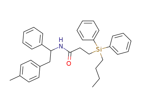 Molecular Structure of 78934-85-7 (Propanamide,
3-(butyldiphenylsilyl)-N-[2-(4-methylphenyl)-1-phenylethyl]-)