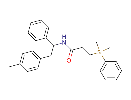 Molecular Structure of 78934-84-6 (Propanamide,
3-(dimethylphenylsilyl)-N-[2-(4-methylphenyl)-1-phenylethyl]-)