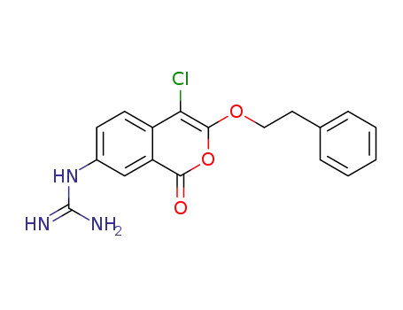 Molecular Structure of 112901-86-7 (Guanidine, [4-chloro-1-oxo-3-(2-phenylethoxy)-1H-2-benzopyran-7-yl]-)
