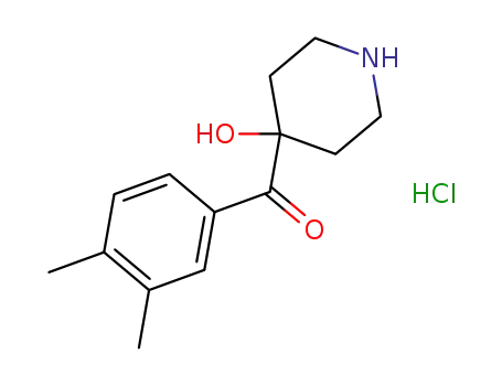 Molecular Structure of 61715-00-2 (Methanone, (3,4-dimethylphenyl)(4-hydroxy-4-piperidinyl)-,
hydrochloride)