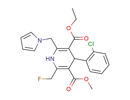 Molecular Structure of 112640-28-5 (3,5-Pyridinedicarboxylic acid,
4-(2-chlorophenyl)-2-(fluoromethyl)-1,4-dihydro-6-(1H-pyrrol-1-ylmethyl)-
, 5-ethyl 3-methyl ester)