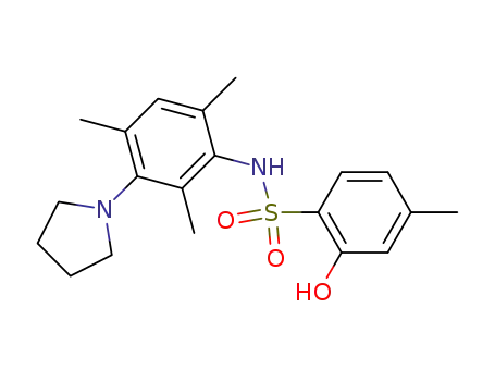 Molecular Structure of 749268-22-2 (Benzenesulfonamide,
2-hydroxy-4-methyl-N-[2,4,6-trimethyl-3-(1-pyrrolidinyl)phenyl]-)