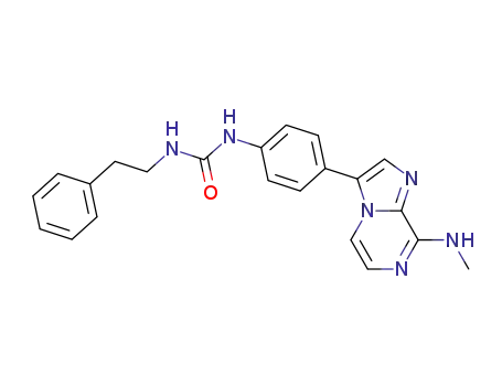 Molecular Structure of 825629-90-1 (Urea,
N-[4-[8-(methylamino)imidazo[1,2-a]pyrazin-3-yl]phenyl]-N'-(2-phenyleth
yl)-)