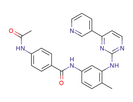 Molecular Structure of 404844-06-0 (Benzamide,
4-(acetylamino)-N-[4-methyl-3-[[4-(3-pyridinyl)-2-pyrimidinyl]amino]phen
yl]-)