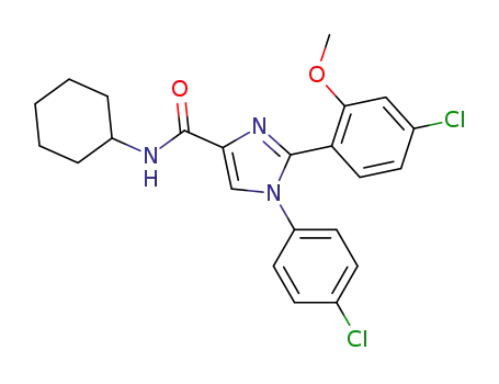 Molecular Structure of 505073-58-5 (1H-Imidazole-4-carboxamide,
2-(4-chloro-2-methoxyphenyl)-1-(4-chlorophenyl)-N-cyclohexyl-)
