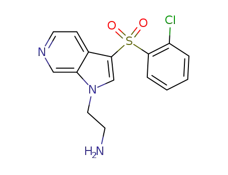 Molecular Structure of 633304-81-1 (1H-Pyrrolo[2,3-c]pyridine-1-ethanamine, 3-[(2-chlorophenyl)sulfonyl]-)
