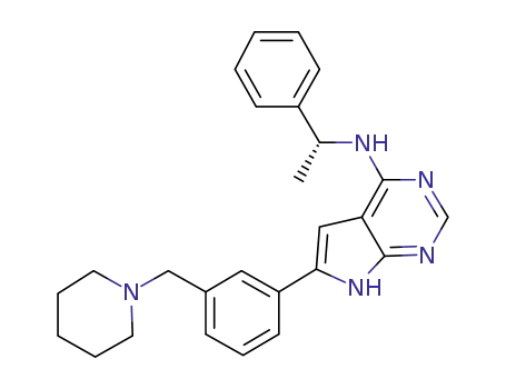 Molecular Structure of 497839-87-9 (1H-Pyrrolo[2,3-d]pyrimidin-4-amine,
N-[(1R)-1-phenylethyl]-6-[3-(1-piperidinylmethyl)phenyl]-)