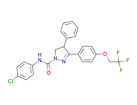 Molecular Structure of 110162-76-0 (1H-Pyrazole-1-carboxamide,
N-(4-chlorophenyl)-4,5-dihydro-4-phenyl-3-[4-(2,2,2-trifluoroethoxy)phen
yl]-)