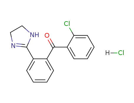 Molecular Structure of 23864-83-7 (Methanone, (2-chlorophenyl)[2-(4,5-dihydro-1H-imidazol-2-yl)phenyl]-,
monohydrochloride)