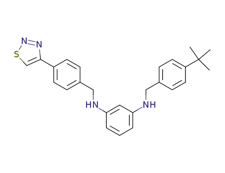 Molecular Structure of 601492-47-1 (1,3-Benzenediamine,
N-[[4-(1,1-dimethylethyl)phenyl]methyl]-N'-[[4-(1,2,3-thiadiazol-4-yl)phen
yl]methyl]-)