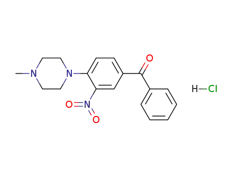Molecular Structure of 61637-98-7 (Methanone, [4-(4-methyl-1-piperazinyl)-3-nitrophenyl]phenyl-,
monohydrochloride)
