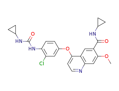 Molecular Structure of 417717-22-7 (6-Quinolinecarboxamide,
4-[3-chloro-4-[[(cyclopropylamino)carbonyl]amino]phenoxy]-N-cycloprop
yl-7-methoxy-)