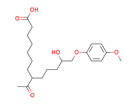 Molecular Structure of 63247-53-0 (Tridecanoic acid, 8-acetyl-12-hydroxy-13-(4-methoxyphenoxy)-)